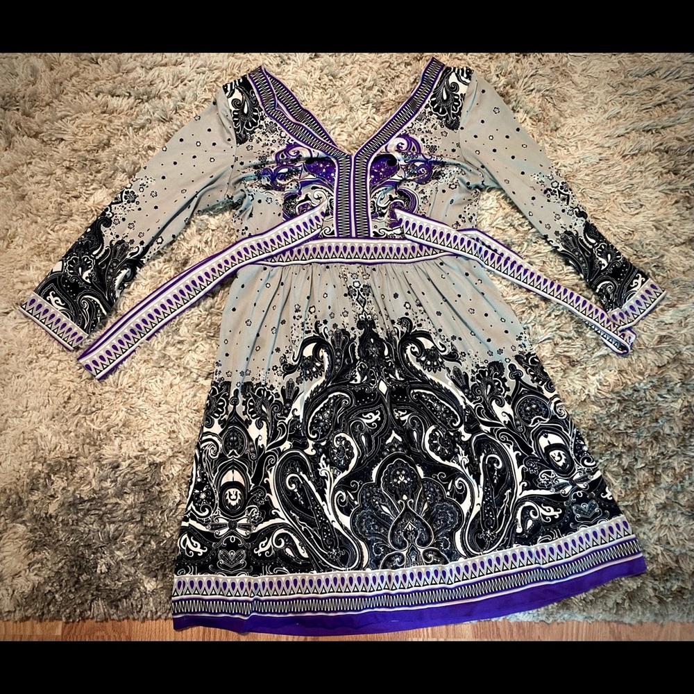 Women’s Purple Black Silver Bohemian ECI NY Dress